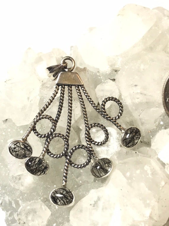 Abstract Black Tourmalinated Quartz Pendant Abstract Black Tourmalinated Quartz Pendant