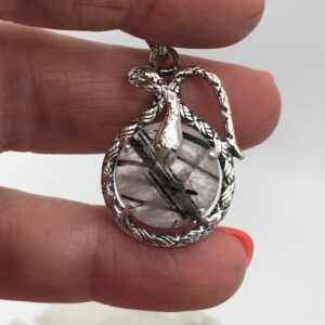 Amazing Tourmalinated Quartz Snake Pendant