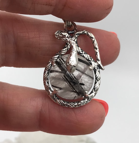 Amazing Tourmalinated Quartz Snake Pendant Amazing Tourmalinated Quartz Snake Pendant