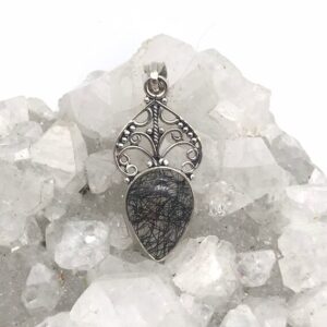 Black Tourmalinated Quartz Pendant