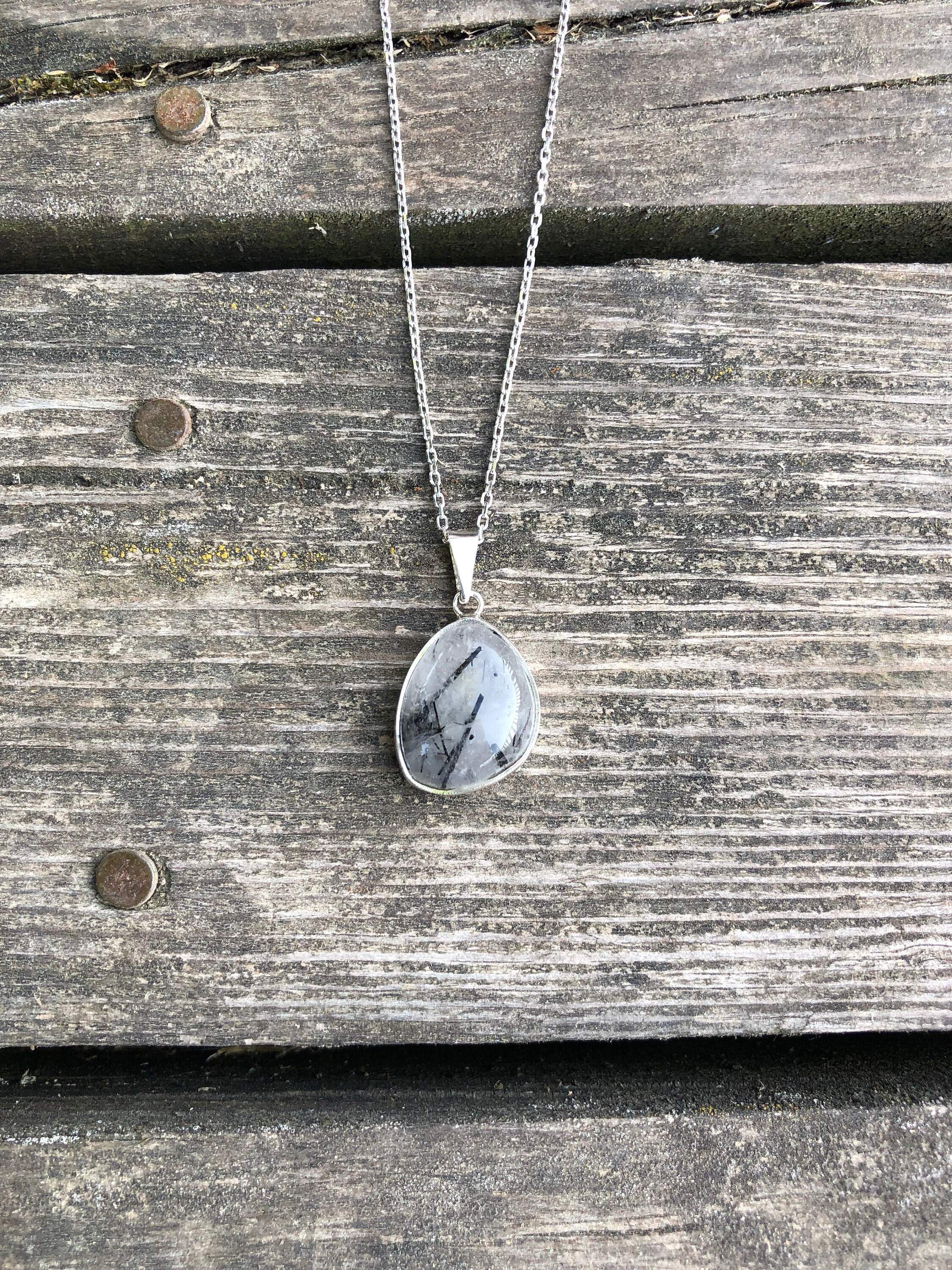 Black Rutilated Crystal Quartz Silver Necklace, Tourmalinated Quartz Pendant, Elegant Design, Completely Handmade & Sterling Silver Black Rutilated Crystal Quartz Silver Necklace, Tourmalinated Quartz Pendant, Elegant Design, Completely Handmade & Sterling Silver