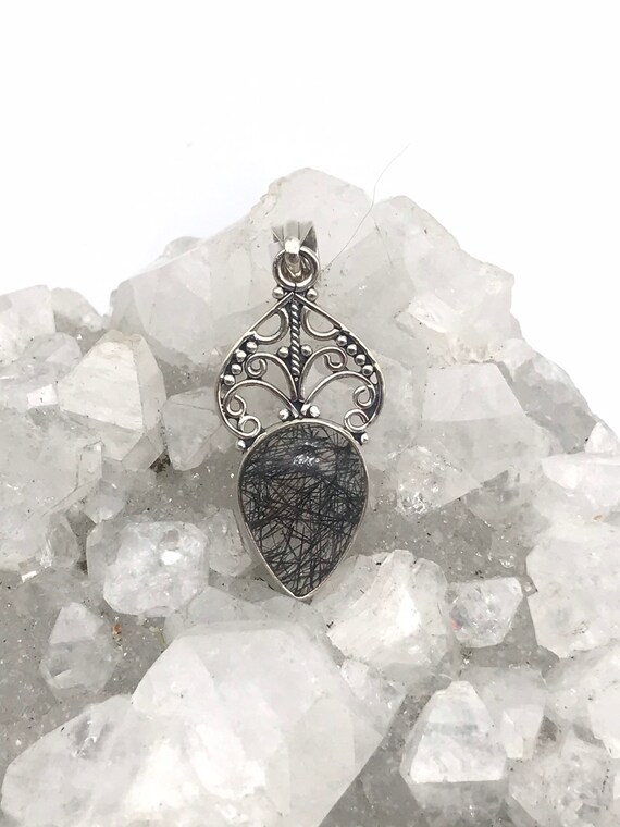 Black Tourmalinated Quartz Pendant