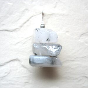 Tourmalinated Quartz Crystal Gemstone Pendant Necklace Jewelry Handmade In Usa