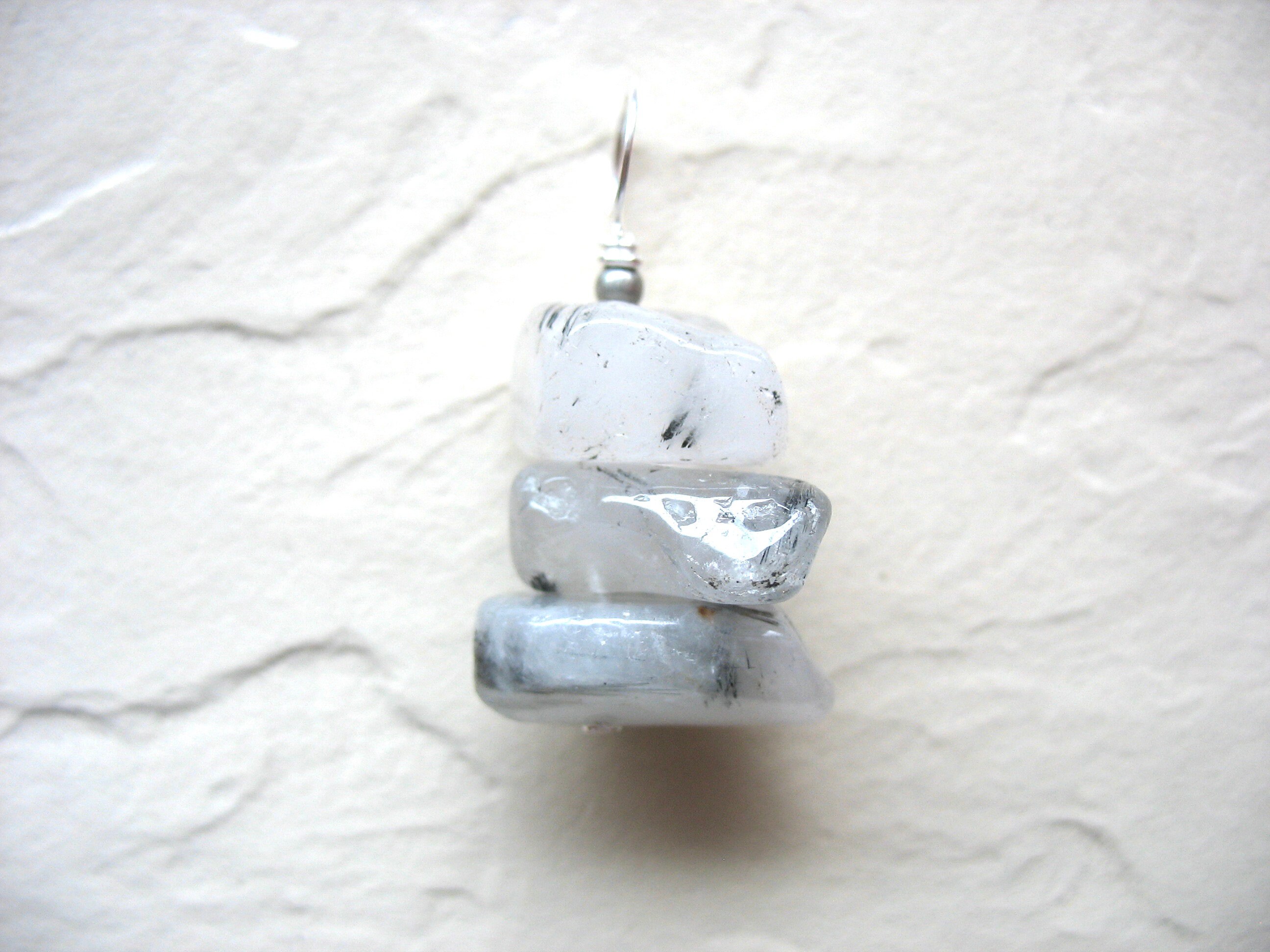 Tourmalinated Quartz Crystal Gemstone Pendant Necklace Jewelry Handmade In Usa