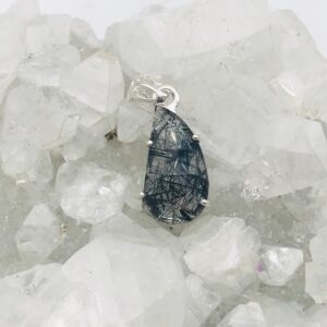Faceted Black Tourmalinated Quartz Pendant