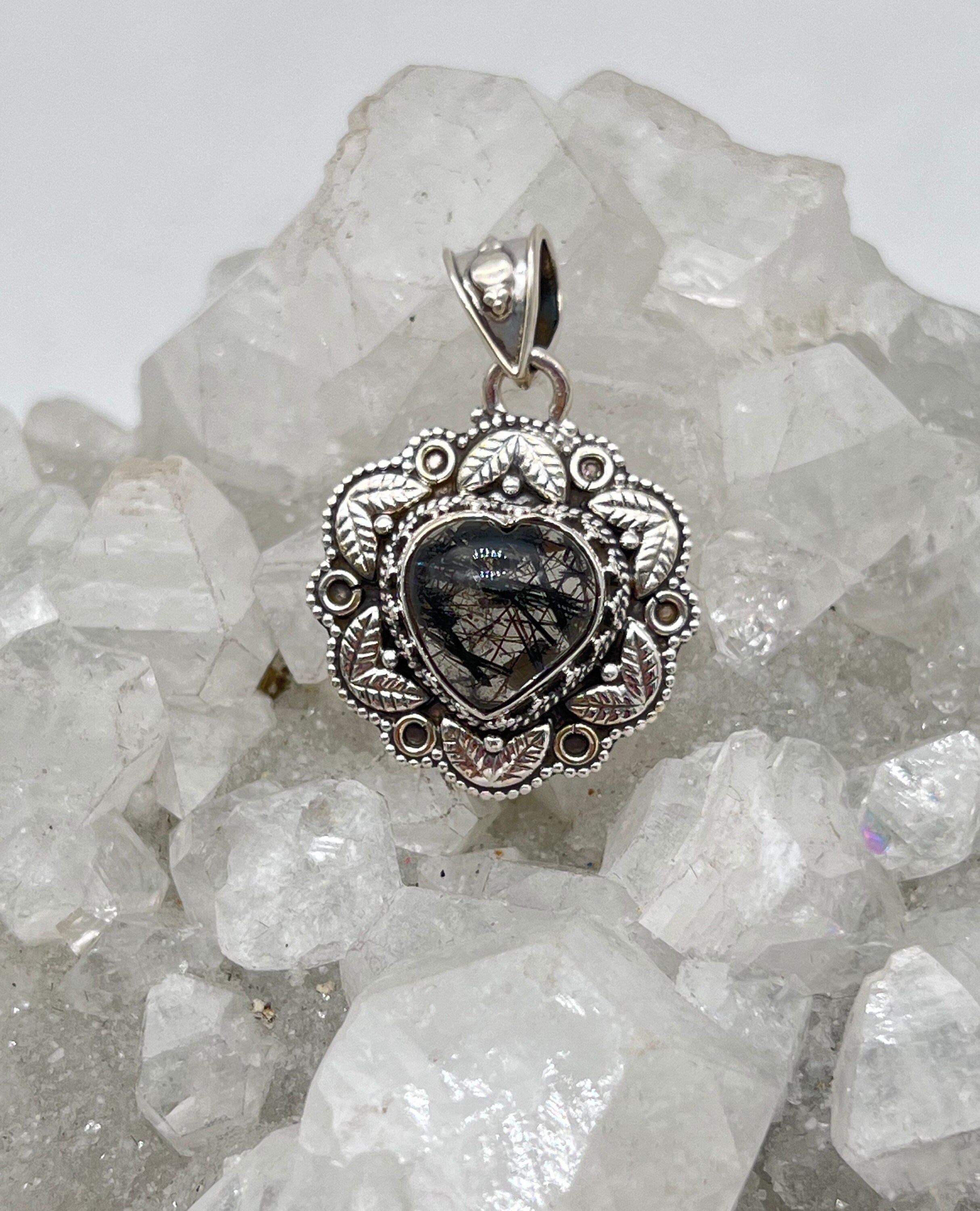 Tourmalinated Quartz Heart Pendant