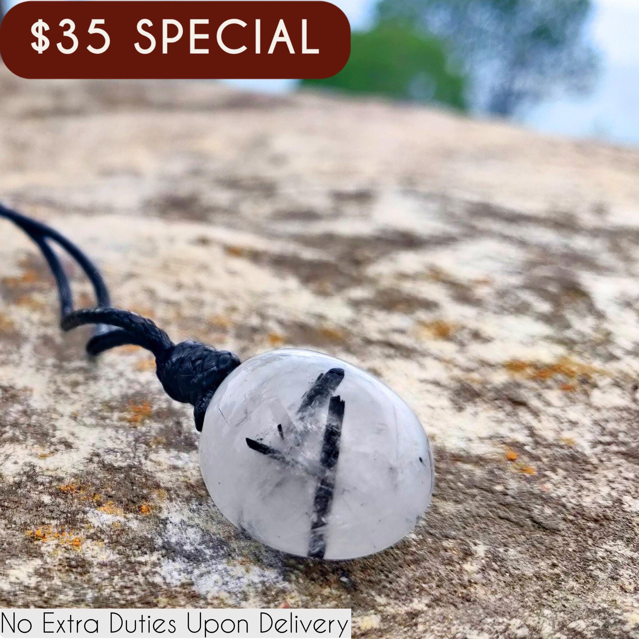 Men / Women Tourmalinated Quartz Necklace, Tourmalated Quartz Pendant, Protection Healing Crystal Jewelry, Scorpio & Libra Gift For Birthday