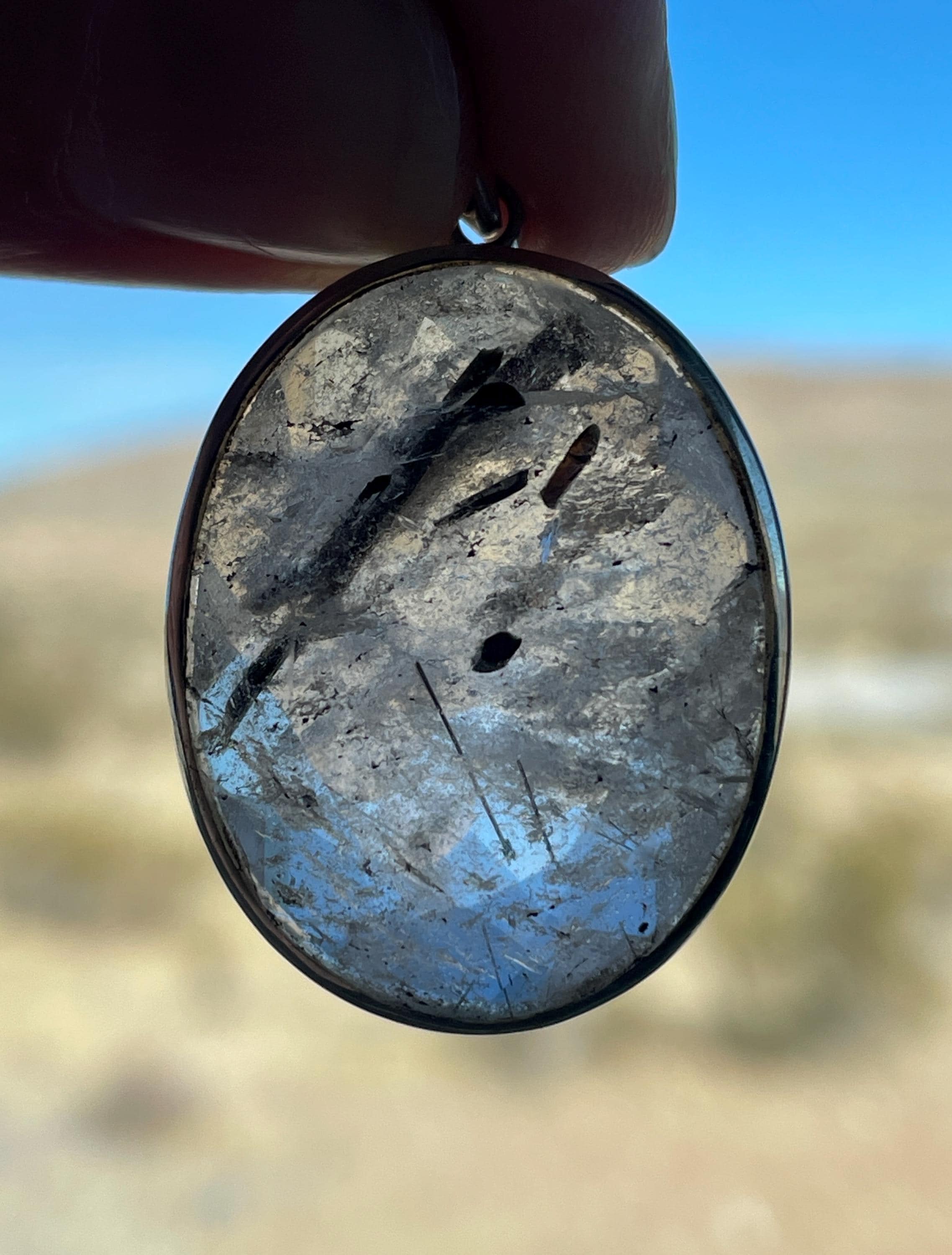 Natural Black Tourmaline In Quartz Pendant, Faceted Tourmalinated Quartz, Handmade With Solid Sterling Silver, Beautiful Grounding Crystal