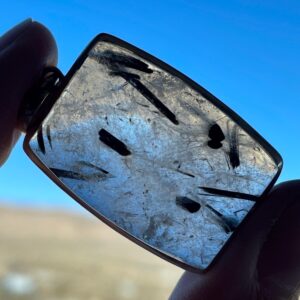Natural Tourmalinated Quartz Pendant, Handmade with Solid Sterling Silver, Beautiful Clear and Black Crystal, Grounding Energy, Great Gift!