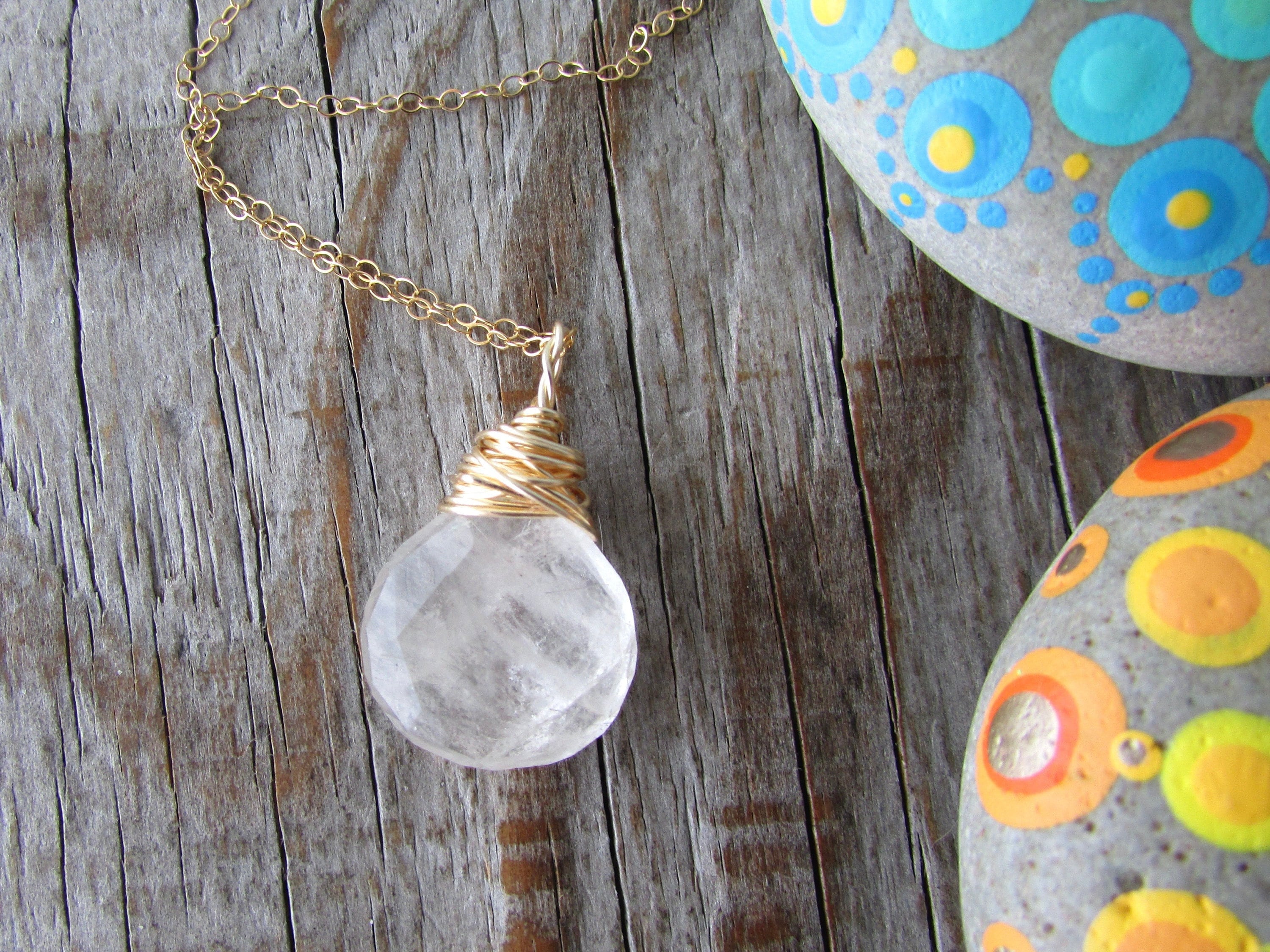 Tourmalinated Quartz Necklace, Quartz Pendant, Gold Wire Wrapped, Big Crystal