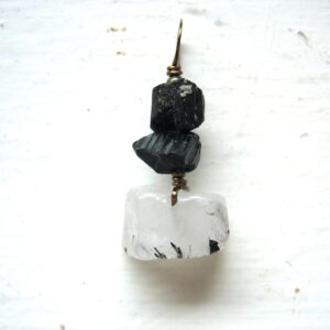 Tourmaline Tourmalinated Quartz Gemstone Pendant Necklace Jewelry Made In Usa