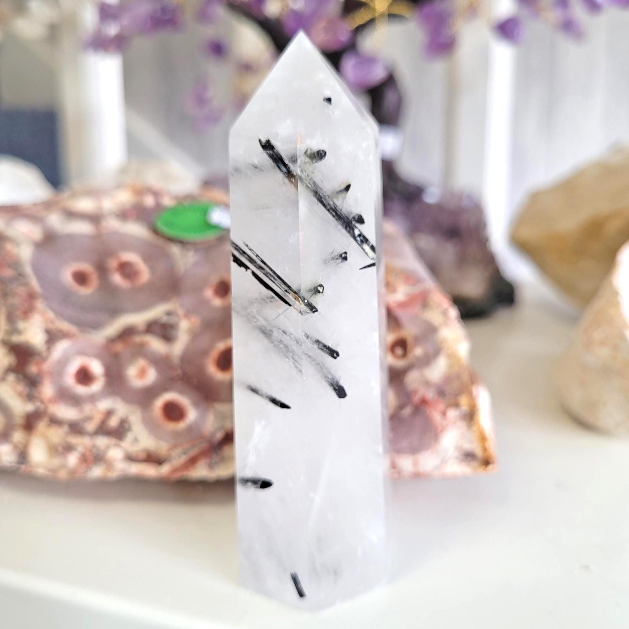 Tourmalinated Quartz Crystal Tower • Ethically Sourced