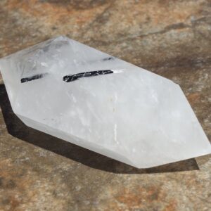 Double Terminated Tourmalinated Quartz Crystal, Protection Stone - 3 inch - 1.1 oz
