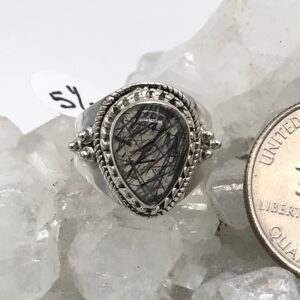 Black Tourmalinated Quartz  Ring Size 5 1/2