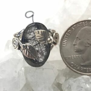 Black Tourmalinated Quartz  Ring, Size 9