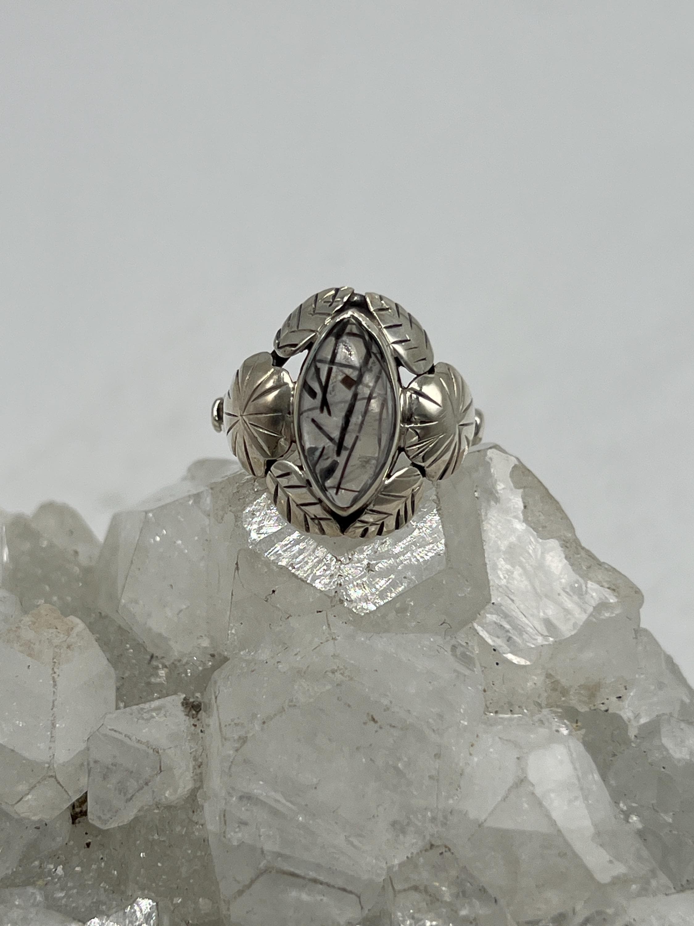 Black Tourmalinated Quartz Ring, Size 6 Black Tourmalinated Quartz Ring, Size 6