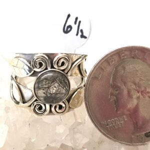 Black Tourmalinated Quartz  Ring Size 6 1/2