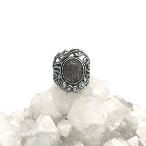 Black Tourmalinated Quartz  Ring Size 6 1/2