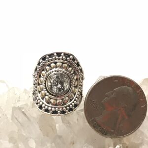 Black Tourmalinated Quartz  Ring, Size 7 1/2