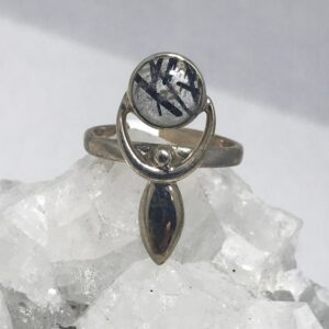 Goddess Black Tourmalinated Quartz  Ring, Size 7