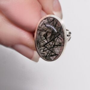 Natures Sketches - Tourmalinated Quartz Sterling Silver Ring Size 5