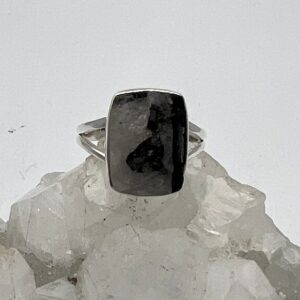 Rough Black Tourmalinated Quartz  Ring, Size 10