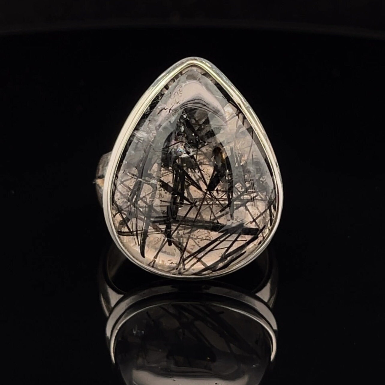 Sterling Silver Tourmalated Quartz Ring Size 9