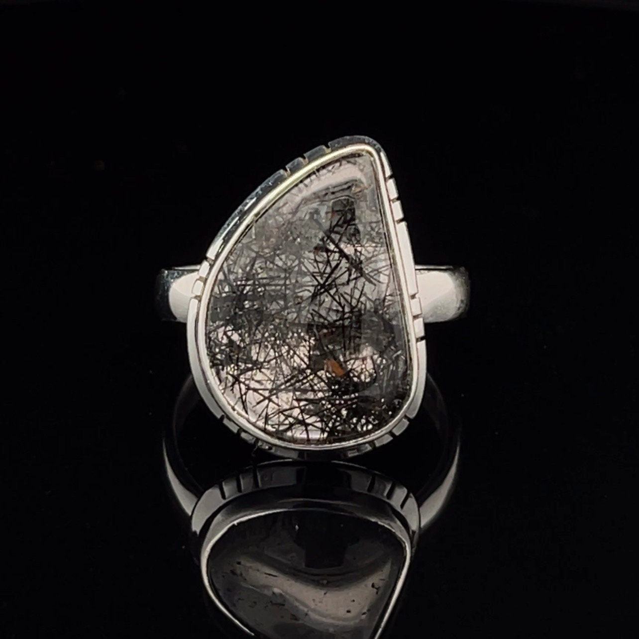 Sterling Silver Tourmalated Quartz Ring Size 8 Sterling Silver Tourmalated Quartz Ring Size 8