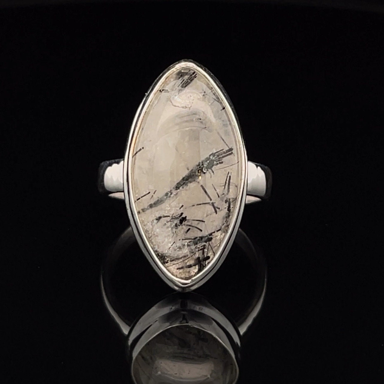 Sterling Silver Tourmalated Quartz Ring Size 7 Sterling Silver Tourmalated Quartz Ring Size 7