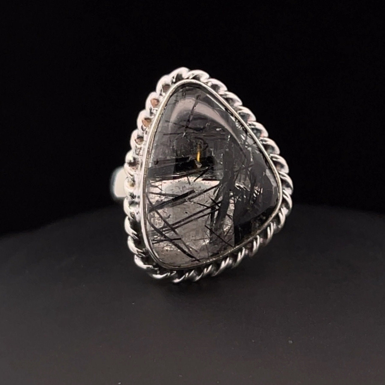 Sterling Silver Tourmalated Quartz Ring Size 7 Sterling Silver Tourmalated Quartz Ring Size 7
