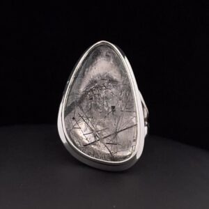 Sterling Silver Tourmalated Quartz Ring Size 5