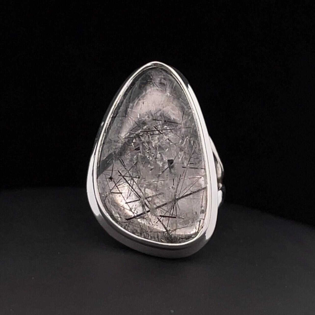 Sterling Silver Tourmalated Quartz Ring Size 5 Sterling Silver Tourmalated Quartz Ring Size 5