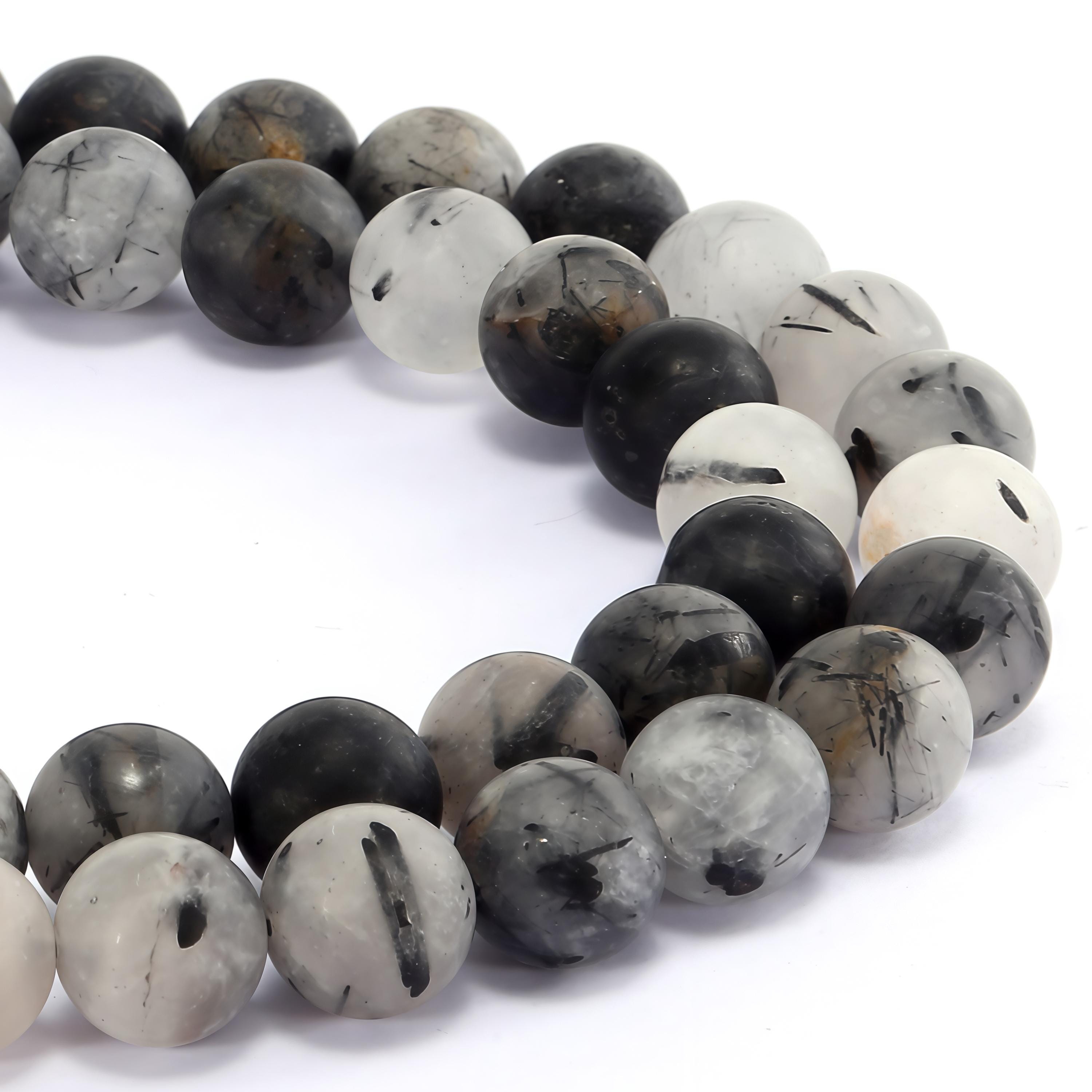Black Tourmalinated Quartz Matte Round Beads 6mm 8mm 10mm 15.5"strand Black Tourmalinated Quartz Matte Round Beads 6mm 8mm 10mm 15.5"strand