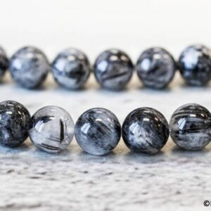 M/ Tourmalinated Quartz 12mm Round Beads 15" Strand Natural Quartz Gemstone Beads For Jewelry Making