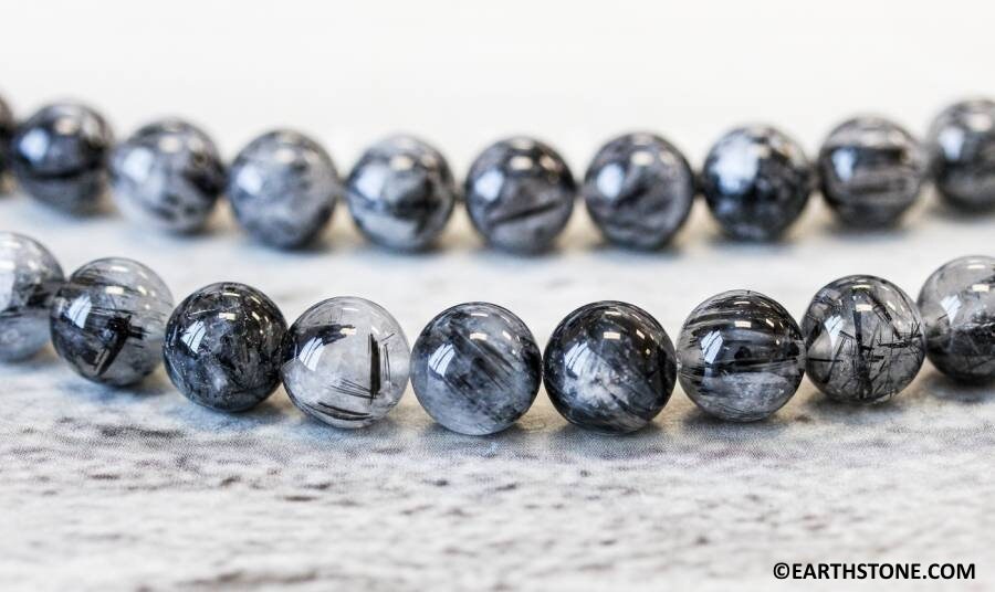 M/ Tourmalinated Quartz 12mm Round Beads 15" Strand Natural Quartz Gemstone Beads For Jewelry Making M/ Tourmalinated Quartz 12mm Round Beads 15" Strand Natural Quartz Gemstone Beads For Jewelry Making