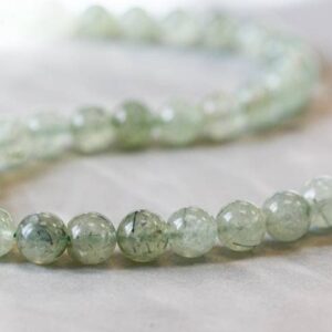 M/ Green Tourmalinated Quartz 10mm Round Beads 15.5" Strand Light Lime Green Gemstone Beads For Jewelry Design