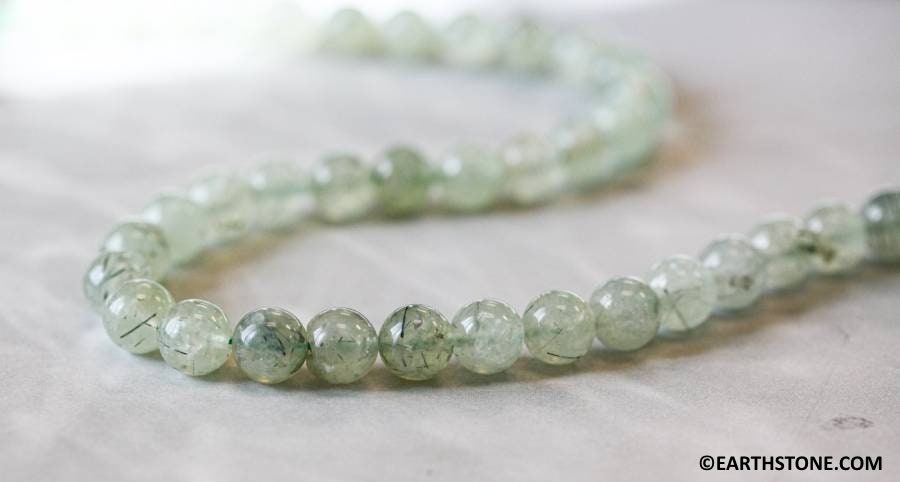 M/ Green Tourmalinated Quartz 10mm Round Beads 15.5" Strand Light Lime Green Gemstone Beads For Jewelry Design