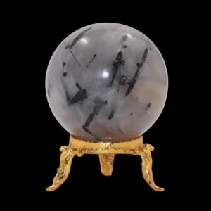 Large White Tourmalinated Quartz Sphere – India Energy Stone, Grounding Protection (45mm/80mm) Large White Tourmalinated Quartz Sphere – India Energy Stone, Grounding Protection (45mm/80mm)