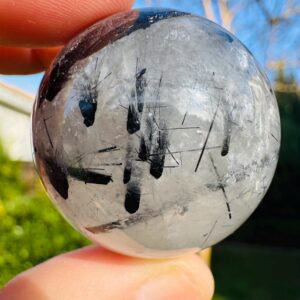 Tourmalated Quartz Sphere, Rutile Sphere, Black Rutile Crystal (40-46mm Tourmalated Quartz Sphere, Rutile Sphere, Black Rutile Crystal (40-46mm