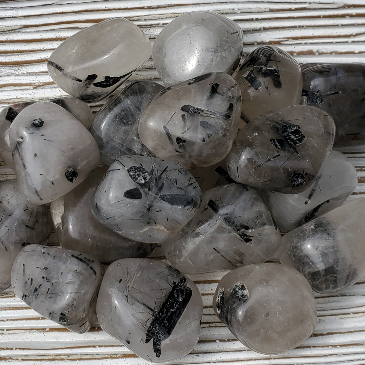 Tourmalinated Quartz - Tumbled Stones -tourmaline Quartz - Grounding Stone - Protection Stone - Purifying Stone - Root Chakra Stone