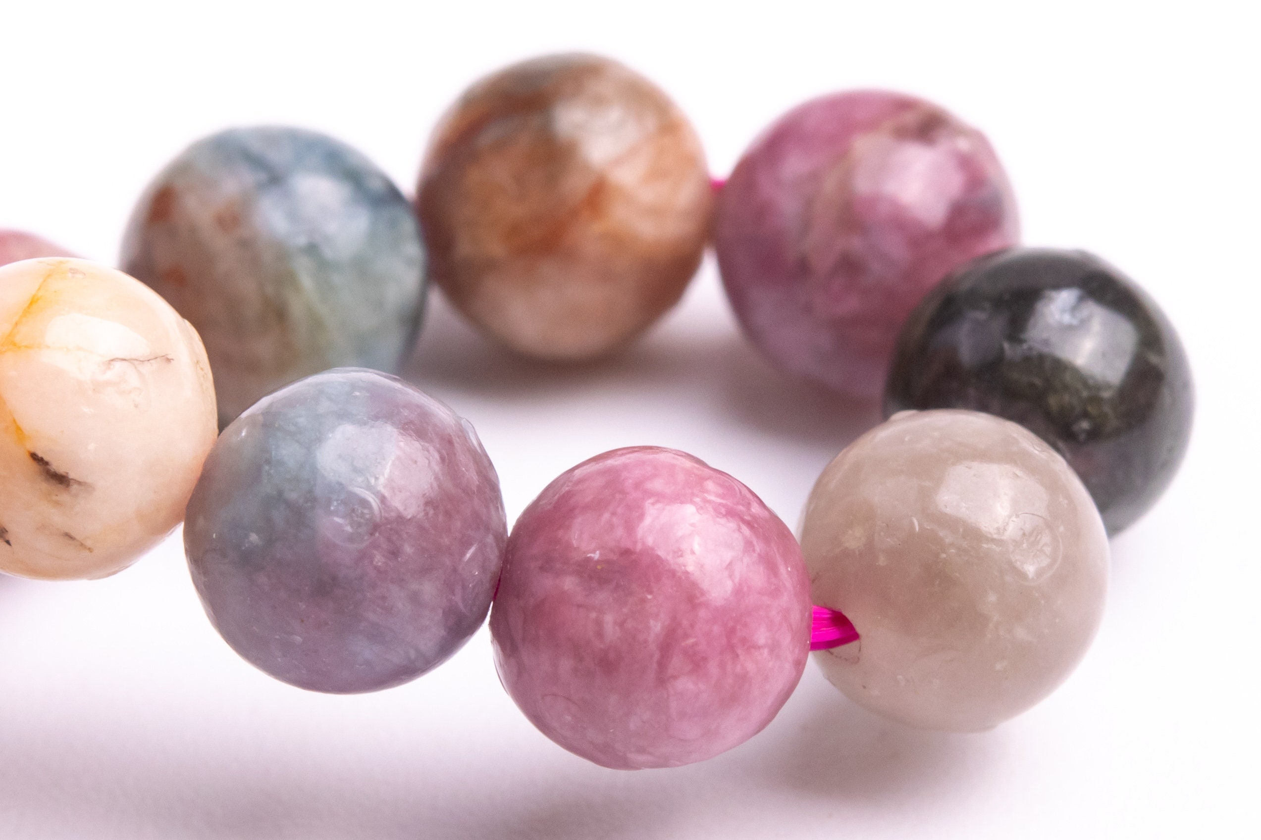 7mm Tourmaline Beads Multicolor Bracelet Brazil Grade A Genuine Natural Round Gemstone 7" Bulk Lot Options (121688h-1007)