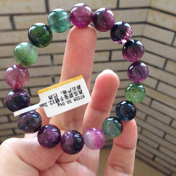 Big Size High Quality Natural 12.2mm Tourmaline Beads Bracelet,tourmaline Beaded Bracelet,jewelry Gift Bracelet