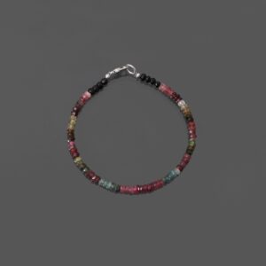 Multi Tourmaline Beaded Bracelet, 4mm Faceted Rondelle Beads Multi Tourmaline Beaded Bracelet, 4mm Faceted Rondelle Beads