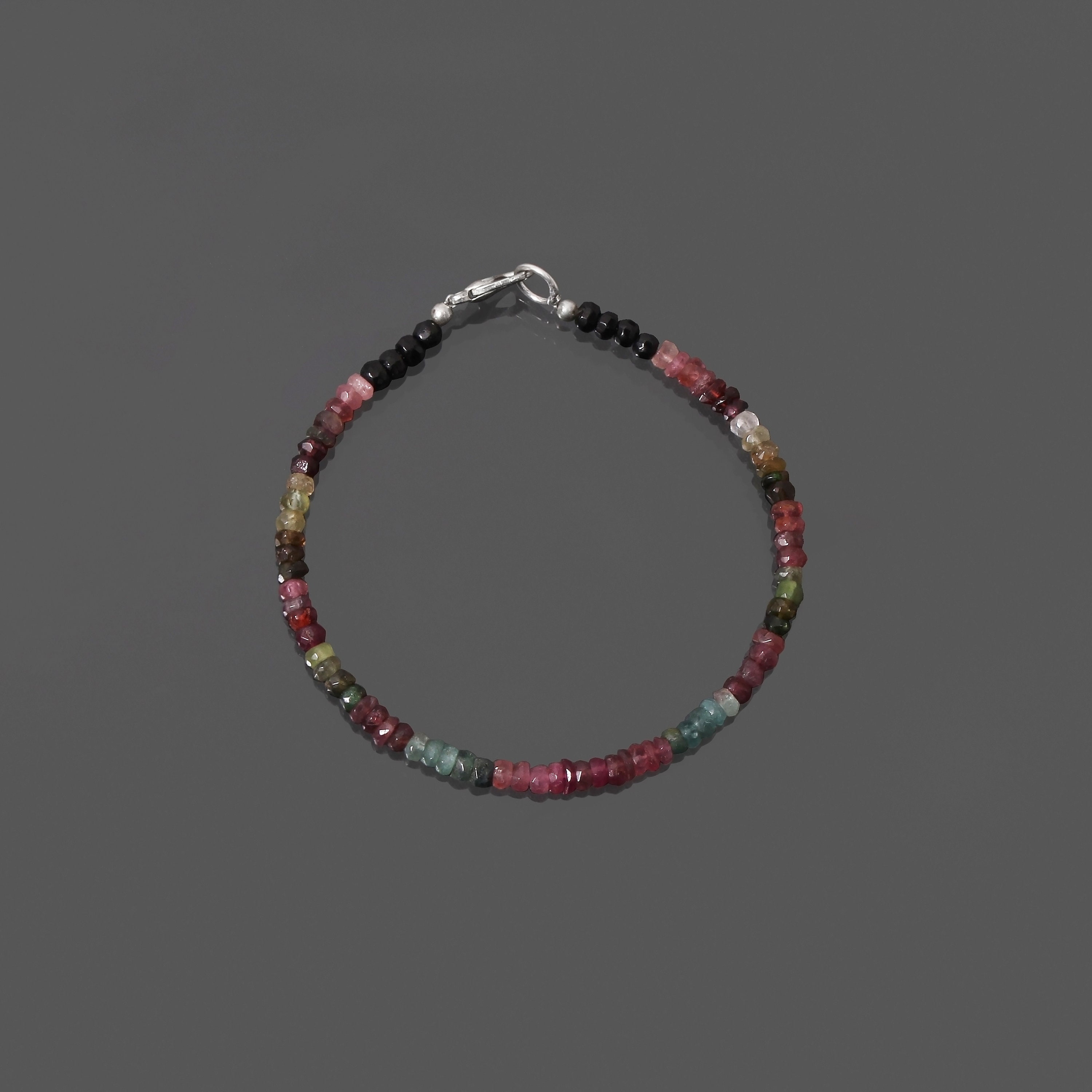 Multi Tourmaline Beaded Bracelet, 4mm Faceted Rondelle Beads