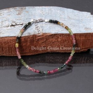 Multi Tourmaline Beaded Bracelet: Faceted Rondelle Gemstone Jewelry