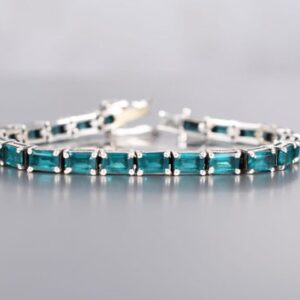 Octagon Shape Paraiba Tourmaline Bracelet: Tennis Bracelet, Birthstone Jewelry, Gift For Her