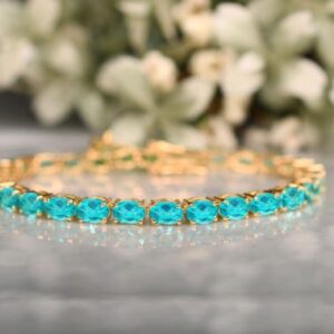 Paraiba Tourmaline Tennis Bracelet: Sterling Silver Bridal Jewelry