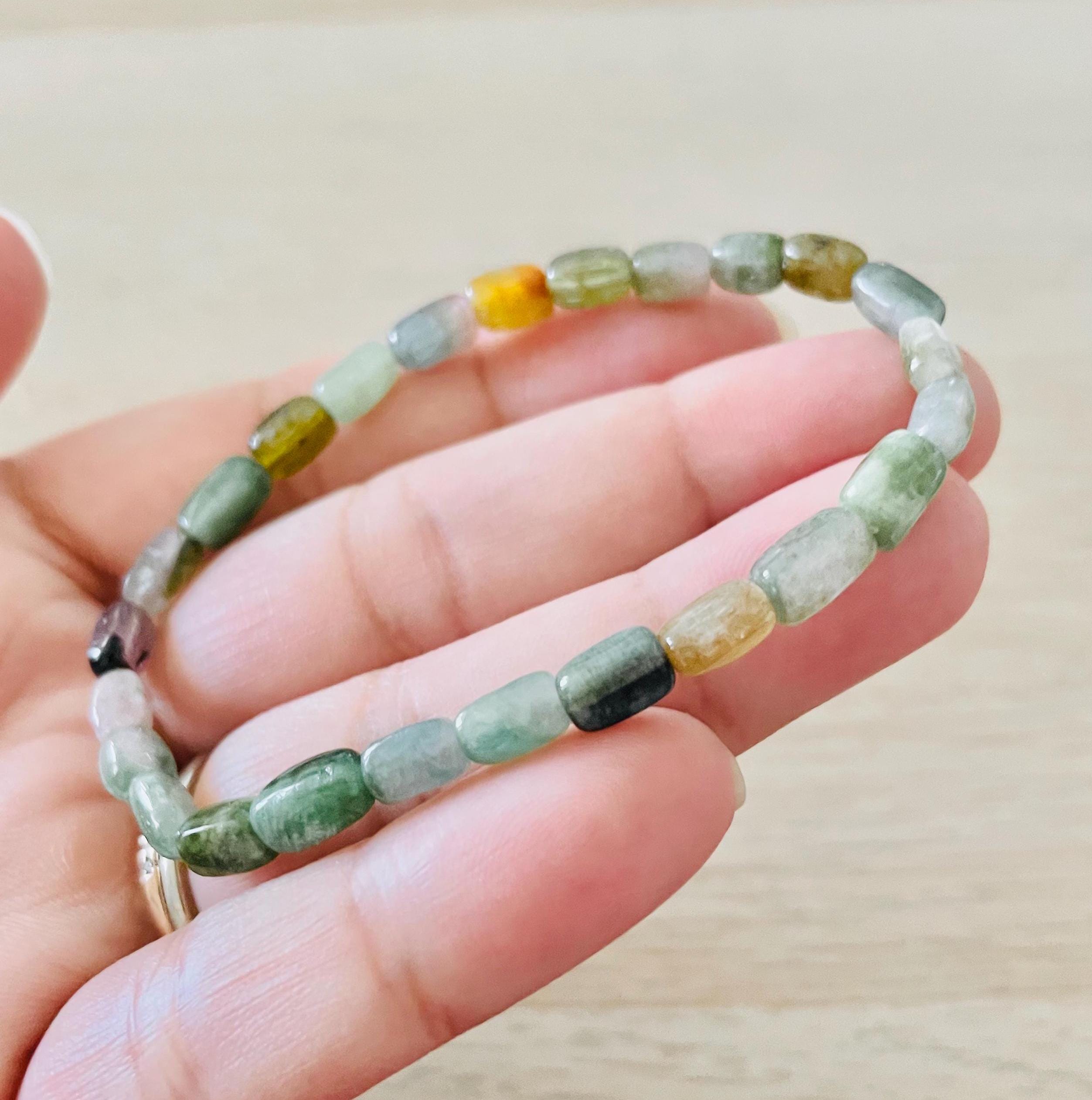 Rainbow Tourmaline Bar Bracelet: Pastel Gemstone Bead Bracelet