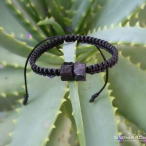 Tourmaline Bracelet, Unisex Braided Black Cuff, Raw Schorl Stacking Wristband, Emf Protection Stone