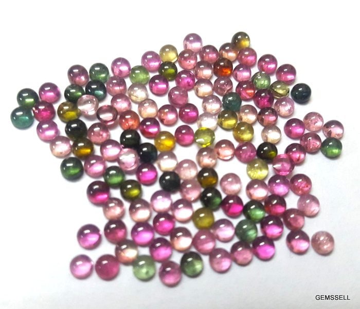 10 Aaa Multi-tourmaline Cabochons: 3mm Round Loose Gemstones 10 Aaa Multi-tourmaline Cabochons: 3mm Round Loose Gemstones